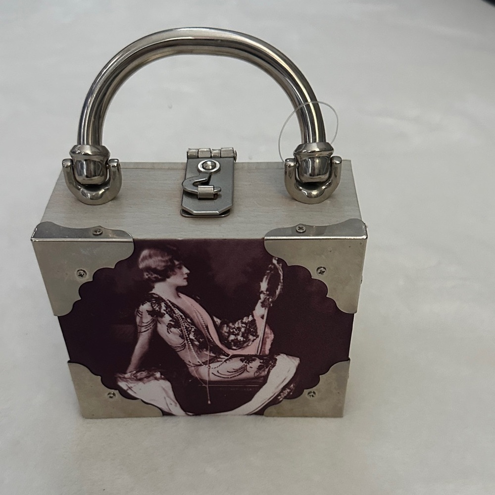 Vintage Style Silver and Purple Handbag